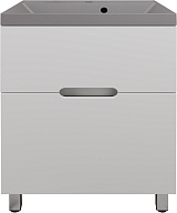 Style Line Тумба с кварцевой раковиной серый шелк Матис 70 белая матовая